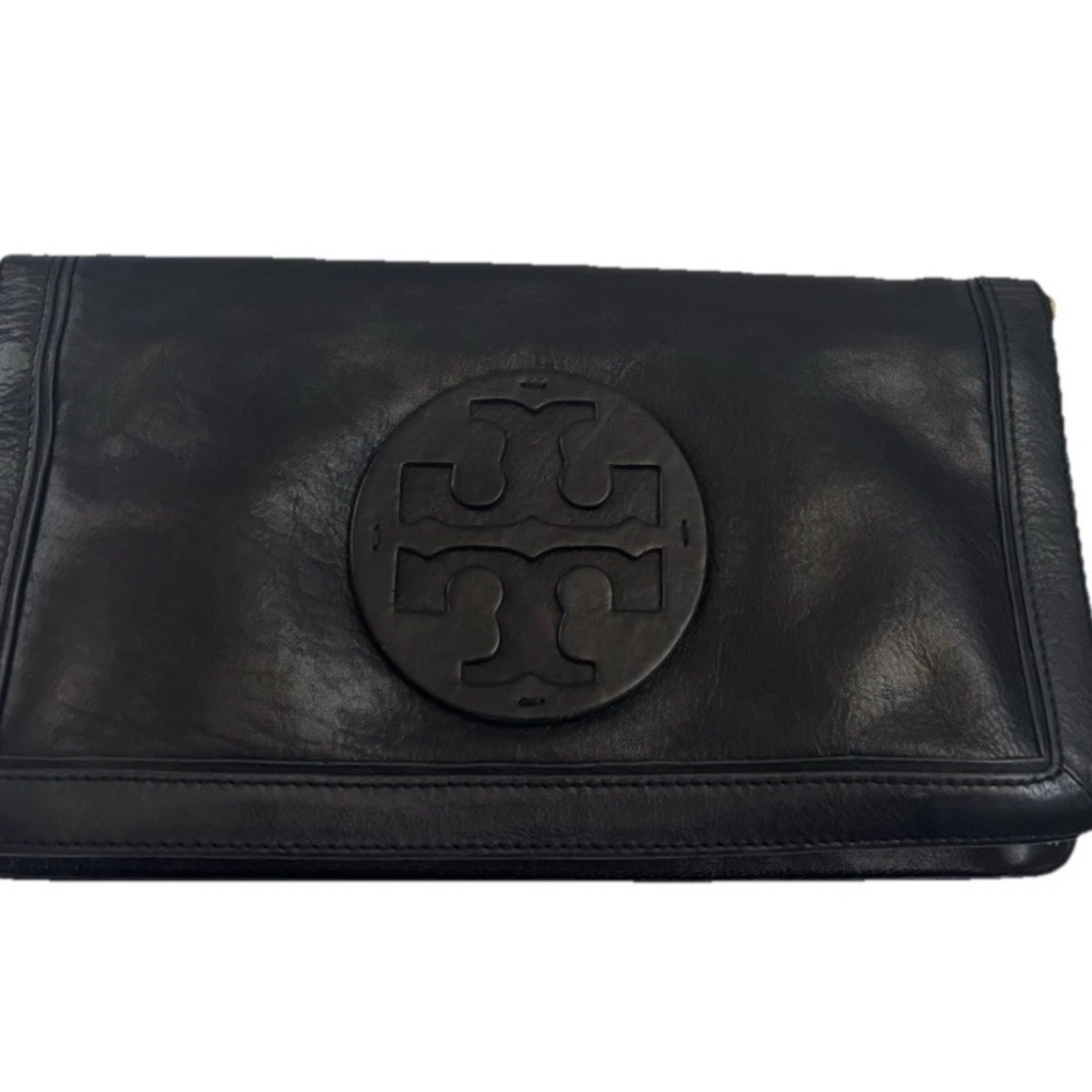 Tory Burch Handbag Purse Black Leather ShoulderBag Clutch - Picture 4 of 11